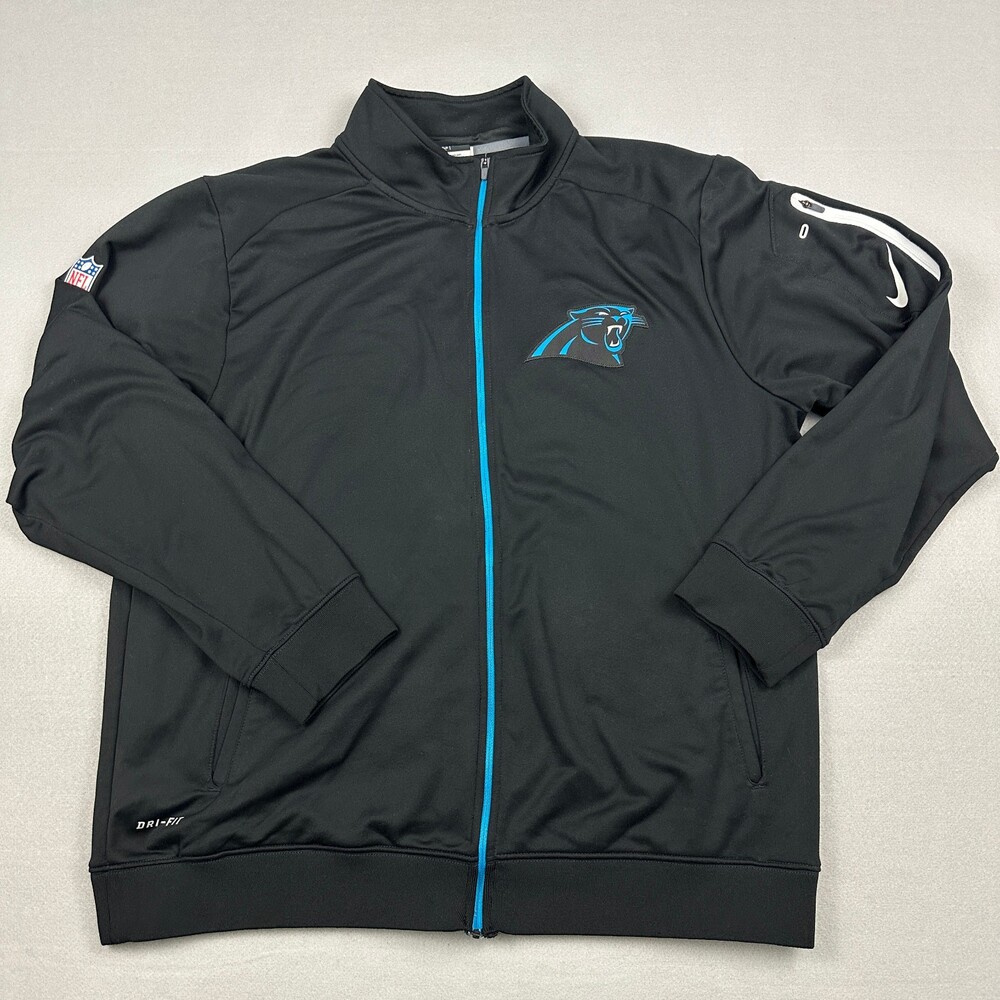 Carolina Panthers Jacket Men Large Black Nike On Field NFL Team Issued Dri Fit L